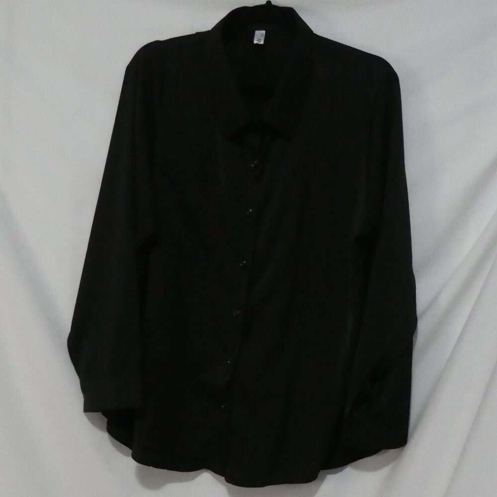 ASEW | 2XL | Classic Black Long Sleeve Button-Up Casual / Dress Shirt W/ Pocket